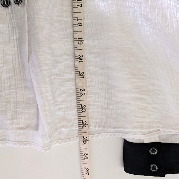 Niche Nilgun Derman Women's LG White Crinkle Viscose Button Front Top Blouse - Picture 7 of 7